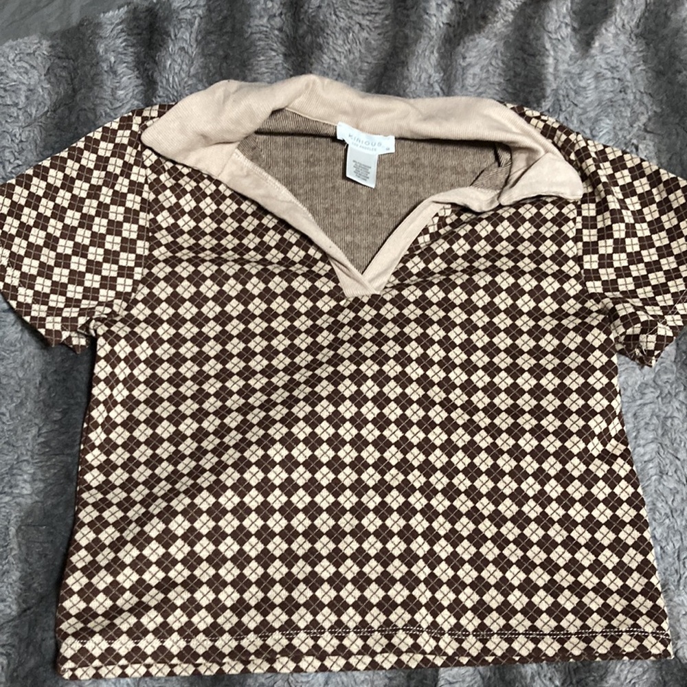 Medium Sized Kirious Los Angeles brown pattern 2 piece set. Skirt And Top - Picture 3 of 8